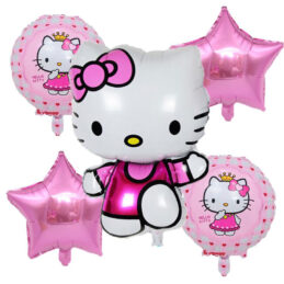 Set baloane Hello Kitty format din 5 piese.