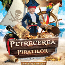 Invitatie aniversara gen poster cu tema piratilor