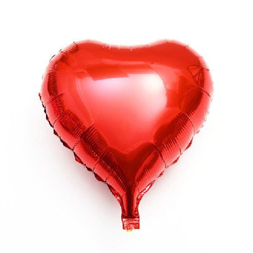 baloane in forma de inima, de culoare rosu metalizat