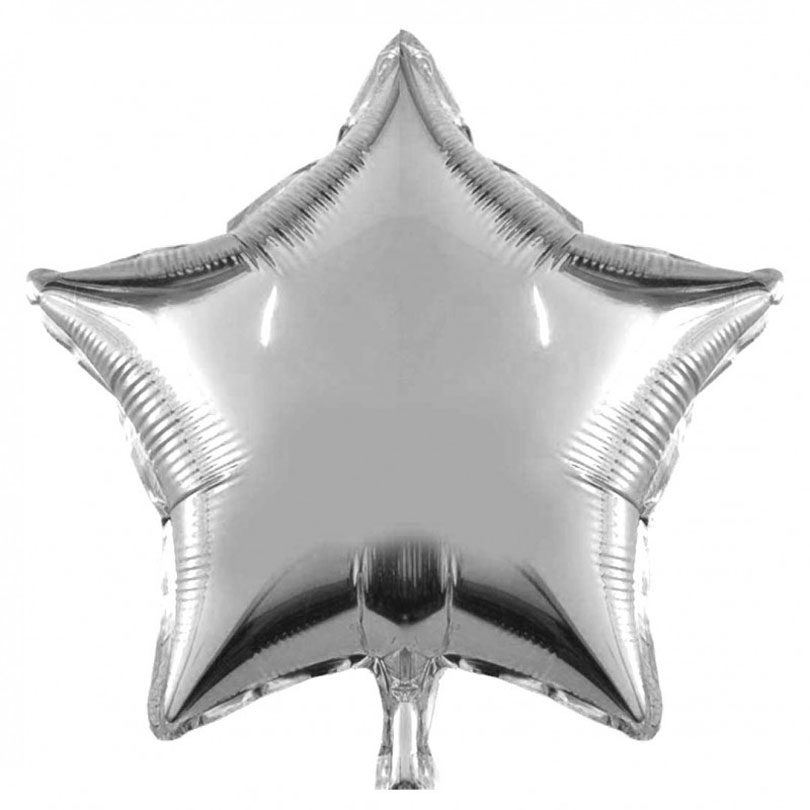 balon metalizat in forma de stea, de culoare argintiu