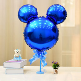 Balon Mickey Mouse în formă de cap, albastru metalizat