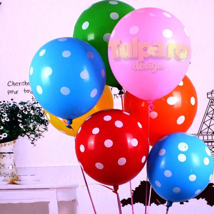 baloane colorate din latex cu picatele Polka Dots