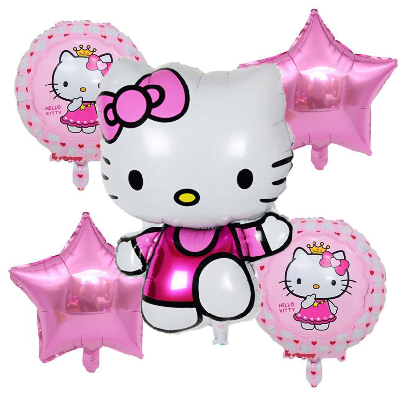 Set baloane Hello Kitty format din 5 piese.
